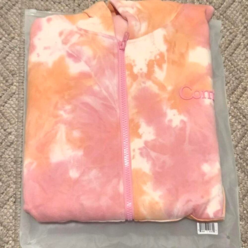 Comfort Colors Pink Orange Tie Dye Zip Hoodie Size 2XL